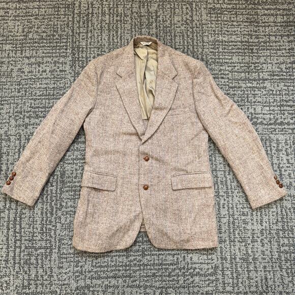 Vintage 80s Harris Tweed Sport Coat Blazer Jacket Men's Wool Herringbone - Picture 1 of 8